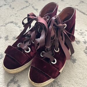 Derek Lam Velvet Trainers Sneakers Burgundy 38